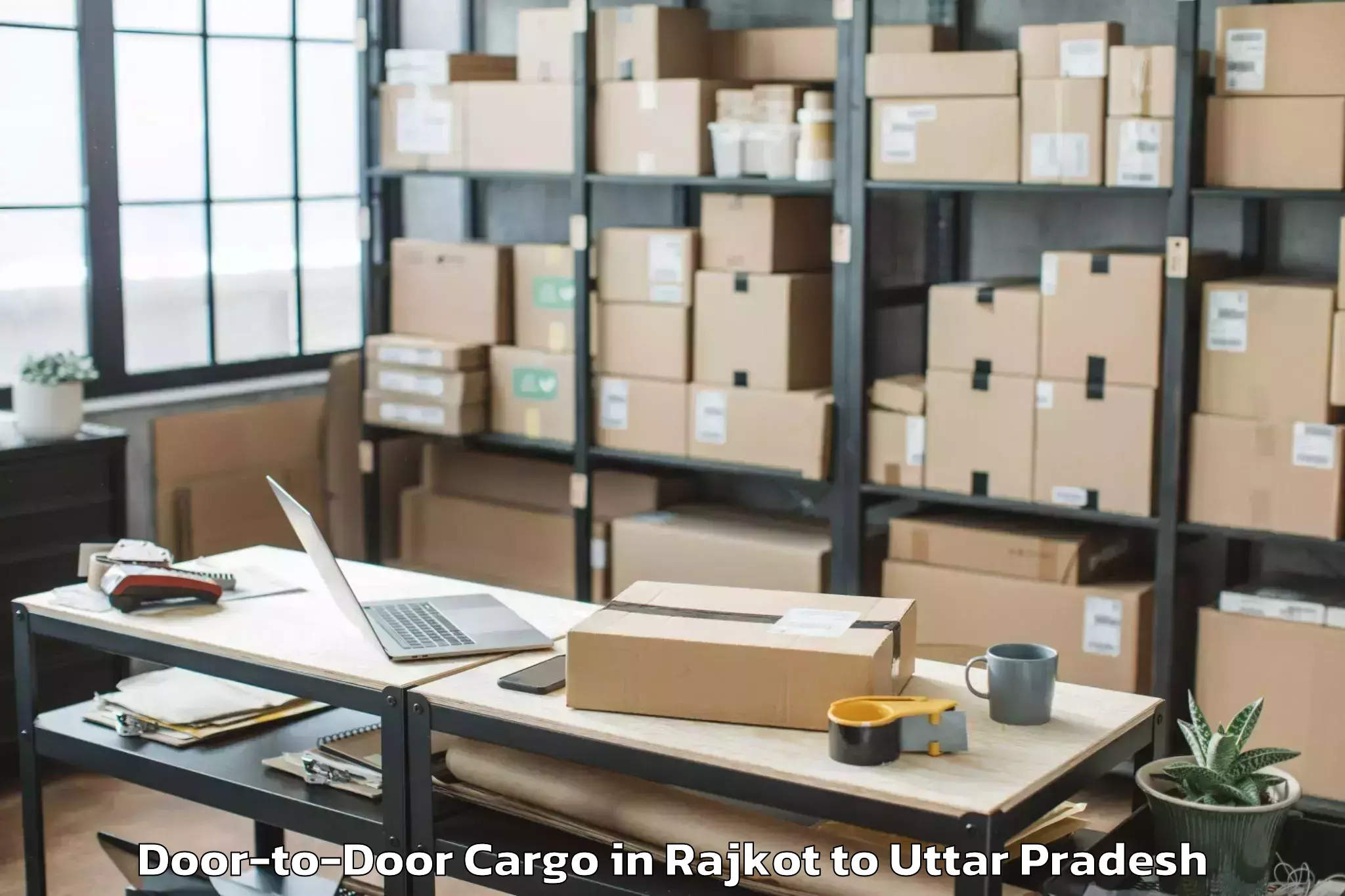 Rajkot to Aligarh Muslim University Door To Door Cargo